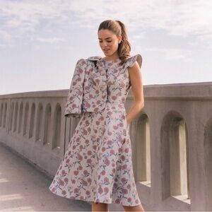 Gal Meets Glam Floral A-Line Midi Dress - Pink & pale blue